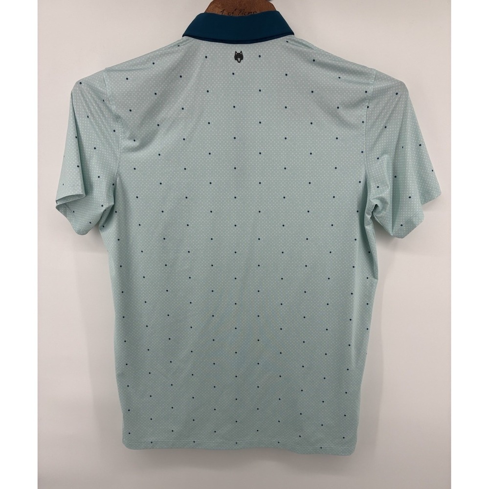 Greyson Golf Polo Large Mint Teal Performance All Over Print Stretch Polyester - Picture 3 of 7